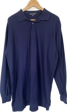 Polo Golf Ralph Lauren Men’s Long Sleeve Polo Shirt Navy Blue 100% Cotton Large